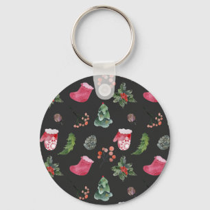 Porte-clés Christmas Reindeer : Aquarelle Motif sans couture