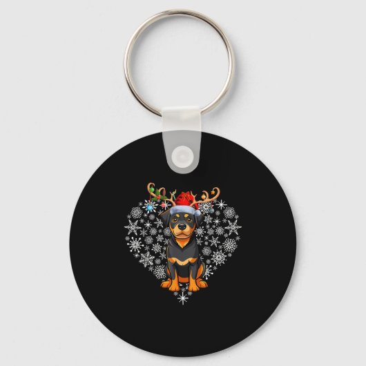 Porte-clés Christmas Reindeer Santa Hat Rottweiler Lovers Xma (Recto)