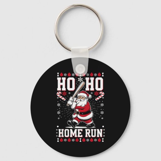 Porte-clés Christmas Santa Baseball Home Run Ho Ho Home Run , (Recto)