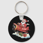 Porte-clés Christmas Santa Claus Pilot Flying Airplane Gift (Recto)