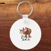 Porte-clés Christmas Santa Claus Riding Unicorn - Xmas Girls (Recto)