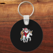 Porte-clés Christmas Santa Claus Riding Unicorn - Xmas Girls (Recto)