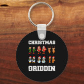 Porte-clés Christmas Santa Claus Snowman Reindeer Griddy Grid (Recto)