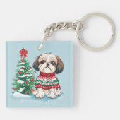 Porte-clés Christmas Shih Tzu Santa Dog (Dos)