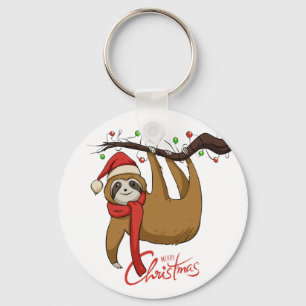 Porte-clés Christmas Sloth on Tree Branch%0A