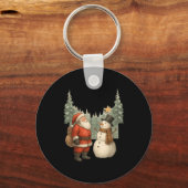 Porte-clés Christmas Snowman And Santa He Was Made Snow  (Recto)