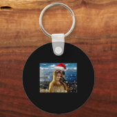 Porte-clés Christmas Thinking Monkey Meme Brainrot Xmas Gift  (Recto)