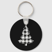 Porte-clés Christmas Tree Black & White Buffalo Plaid Mer (Recto)