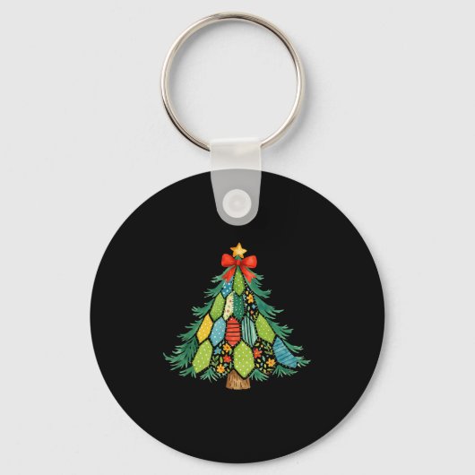 Porte-clés Christmas Tree Patchwork Coquette Bow Xmas Holiday (Recto)