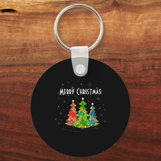 Porte-clés Christmas Trees Snowflakes Whimsical Fun Red T Shi (Recto)