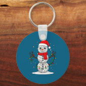 Porte-clés Christmas Volleyball Snowman Santa Hat Funny Holid (Recto)