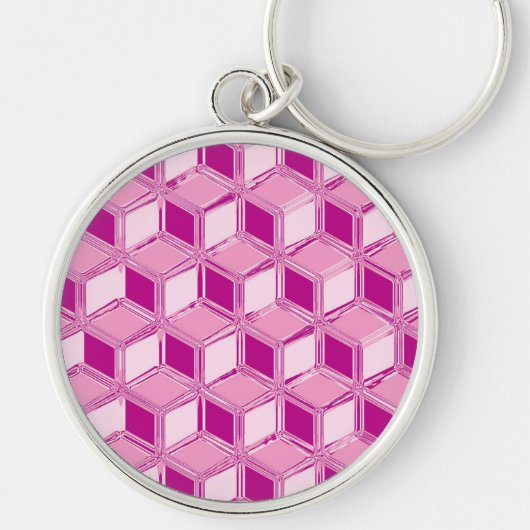 Porte-clés Chrome 3-d boîtes - fuchsia rose (Devant)