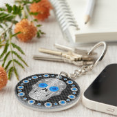 Porte-clés Chrome Calavera (Rose Bleue) (Devant droit)