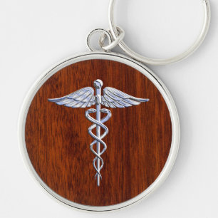 Porte-clés Chrome Comme Caduceus Symbole Médicale Décor en ac