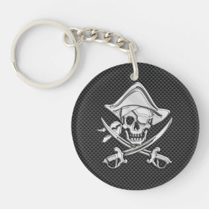 Porte-clés Chrome comme Pirate sur Black Carbon Fiber