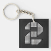 Porte-clés Chrome Industriel Numéro 2 Métallique Gras (Devant)