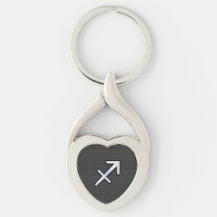 Porte-clés Chrome Like Sagittarius Sign Carbon Fiber Print