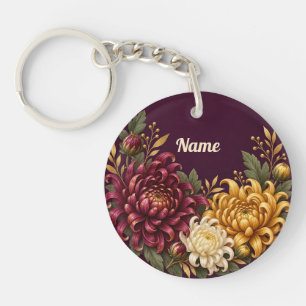 Porte-clés Chrysanthème personnalisé de naissance de novembre