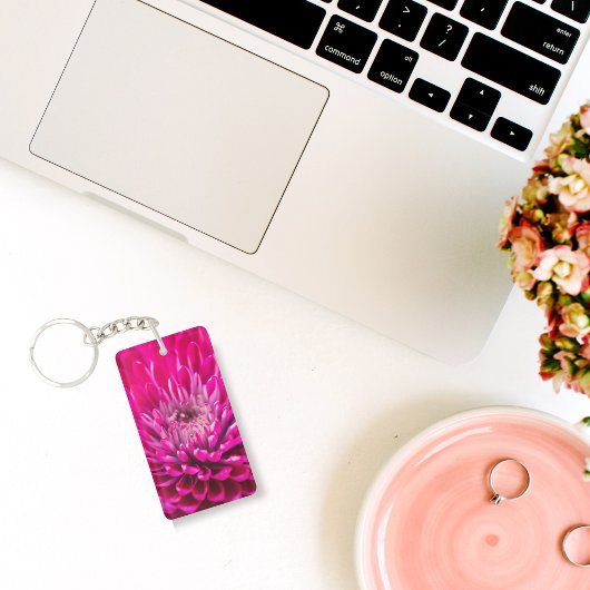 Porte-clés Chrysanthème Rose Foncé