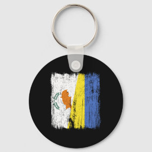 Porte-clés Chypre Ukraine Demi-drapeau Chypriote ukrainien Pa