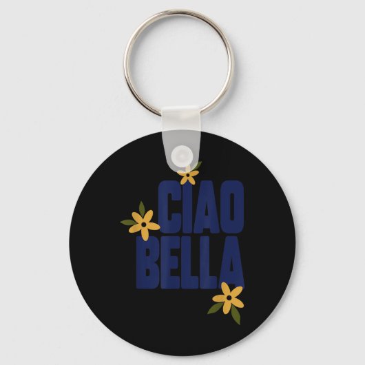 Porte-clés Ciao Bella Fleurs Graphique Rétro Mignon  (Recto)