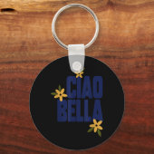 Porte-clés Ciao Bella Fleurs Graphique Rétro Mignon  (Recto)