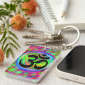 Porte-clés Cible Tie-dye avec symbole Om (Devant droit)