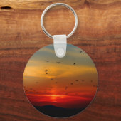 Porte-clés Ciel atmosphérique, coucher de soleil, oiseaux, be (Recto)