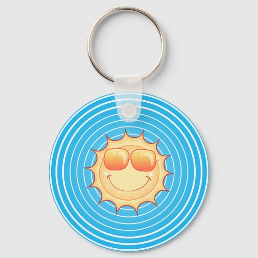 Porte-clés Ciel bleu Soleil souriant (Recto)