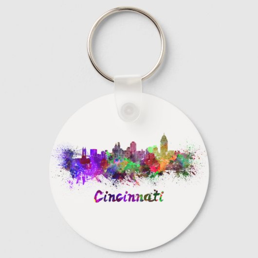 Porte-clés Ciel Cincinnati en aquarelle (Recto)