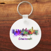 Porte-clés Ciel Cincinnati en aquarelle (Recto)