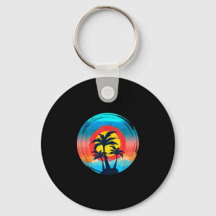 Porte-clés Ciel coloré de coucher de soleil de plage avec pal