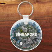Porte-clés Ciel de Singapour ville rétro (Verso)