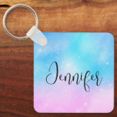 Porte-clés Ciel dégradé rose et bleu pastel (Recto)