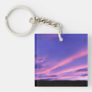 Porte-clés Ciel du soir rêveur violet orange scène esthétique