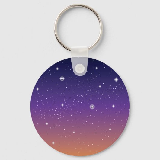 Porte-clés Ciel étoilé de coucher de soleil violet et or (Recto)