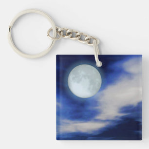 Porte-clés Ciel nocturne avec lune et nuages