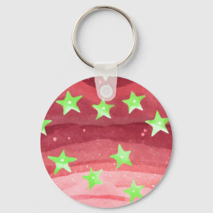 Porte-clés ciel rouge avec étoiles