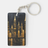 Porte-clés Ciel urbain doré à minuit (Dos)