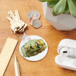 Porte-clés Cigar vintage Étiquette Art, Club Friends Billard