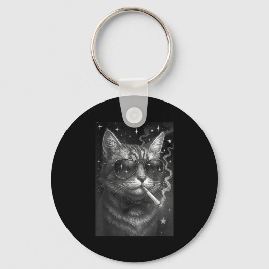 Porte-clés Cigarette Kitten Drôle Fumer Chat Mème Bra Stupide (Recto)