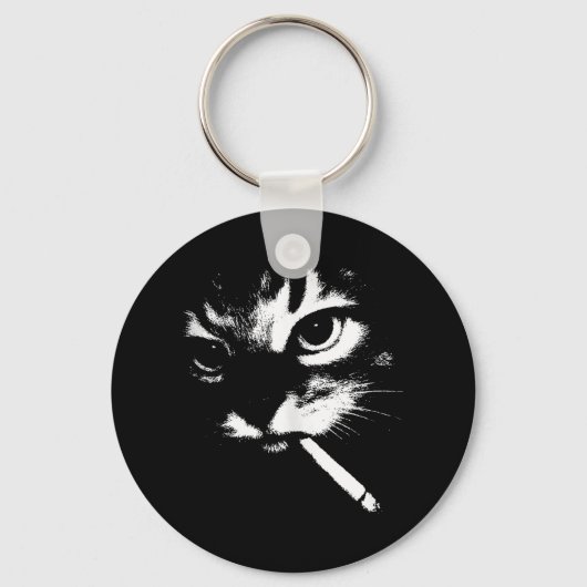 Porte-clés Cigarette Kitten Drôle Fumer Mème Chat Gangster C (Recto)