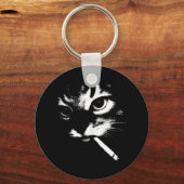 Porte-clés Cigarette Kitten Drôle Fumer Mème Chat Gangster C (Recto)