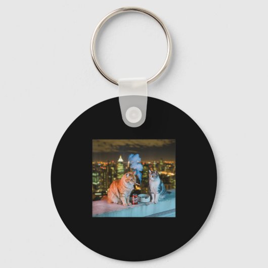 Porte-clés Cigarette Kitten Drôle Fumer Mème Chat Stud Cervea (Recto)