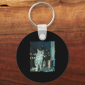 Porte-clés Cigarette Kitten Drôle Fumer Mème Chat Stud Cervea (Recto)