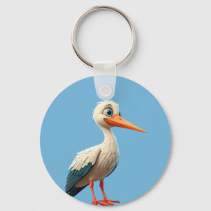 Porte-clés Cigogne de dessin animé aux yeux brillants sur une