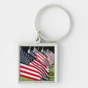 Porte-clés Cimetière militaire historique avec drapeaux améri