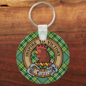 Porte-clés Cimier de coq Clan Currie sur Tartan (Recto)