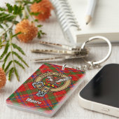 Porte-clés Cimier du clan Munro sur tartan (Devant droit)