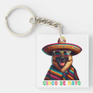 Porte-clés Cinco De Mayo Berger Allemand Avec Poncho Sombrero